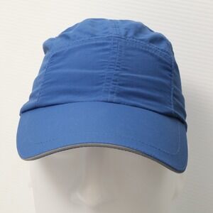 LL Bean Hat Blue Six Panel Zip Pocket Strapback Nylon OSFA Mens Hiking Running